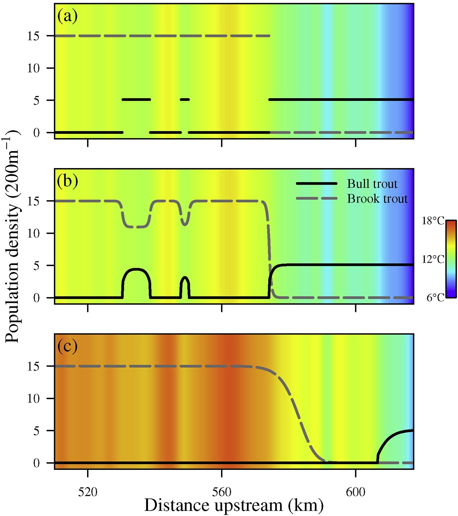 Population distributions of bull and brook trout.